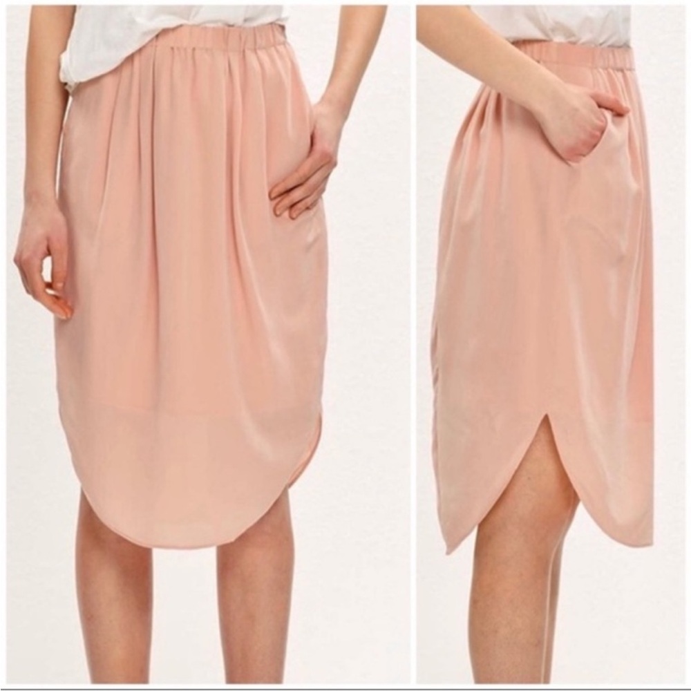 Madewell soft pink silk island pull-on skirt